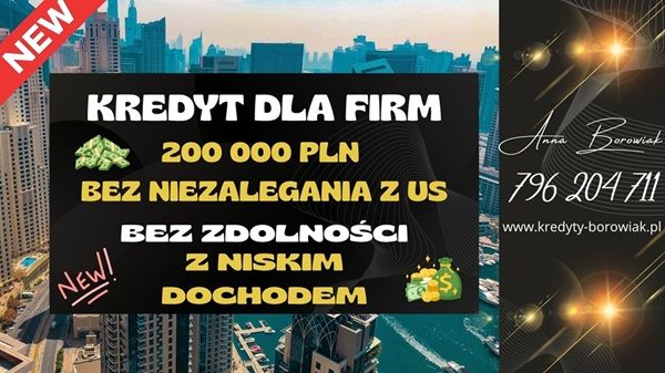 KREDYT DLA FIRM DO 200 000 PLN NA UPROSZCZONYCH ZASADACH! BEZ NIEZALEGANIA Z US! Toruń - Zdjęcie 1