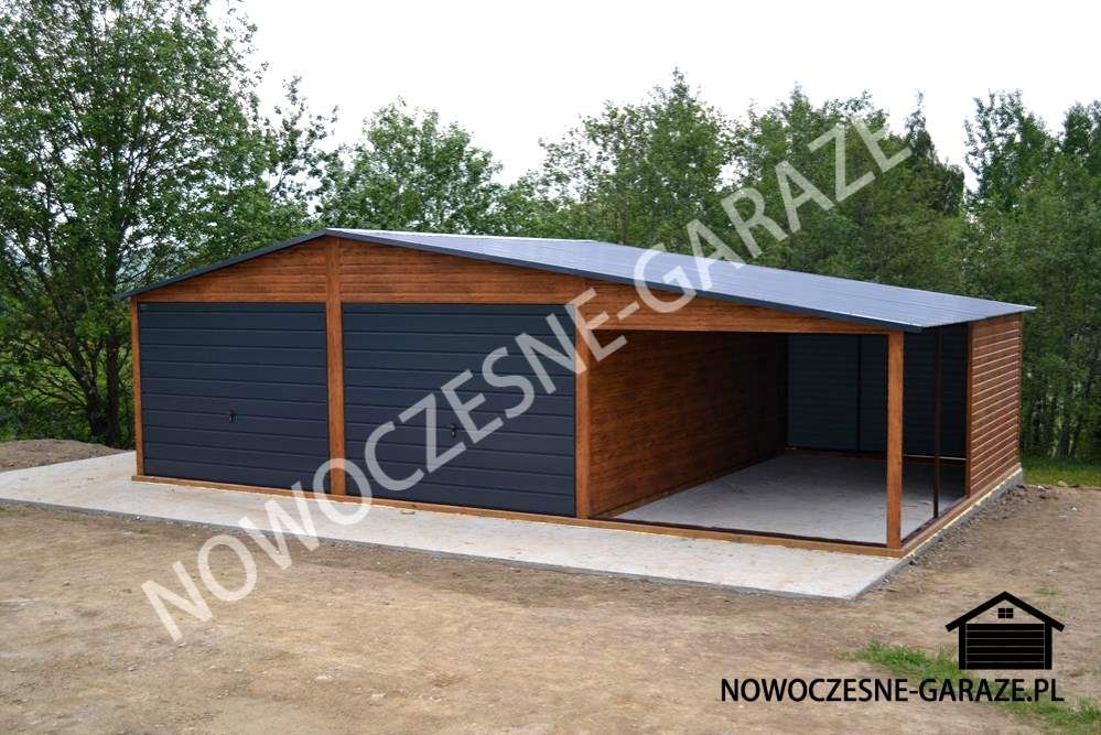 Garaż blaszany 6x5 wzmocniony profilami w ocynku Nowoczesne-Garaże  - Zdjęcie 1
