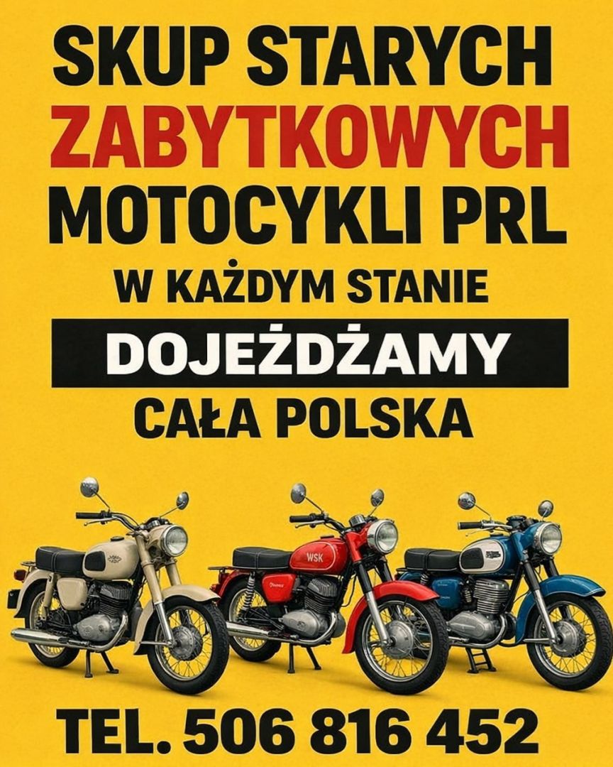 SKUP STARYCH ZABYTKOWYCH MOTOCYKLI MOTOROWERÓW MOTORÓW! Toruń - Zdjęcie 1