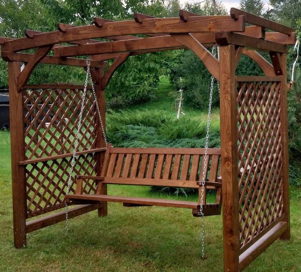 Pergola z huśtawką ogrodowa drewniana Tokarnia - Zdjęcie 1