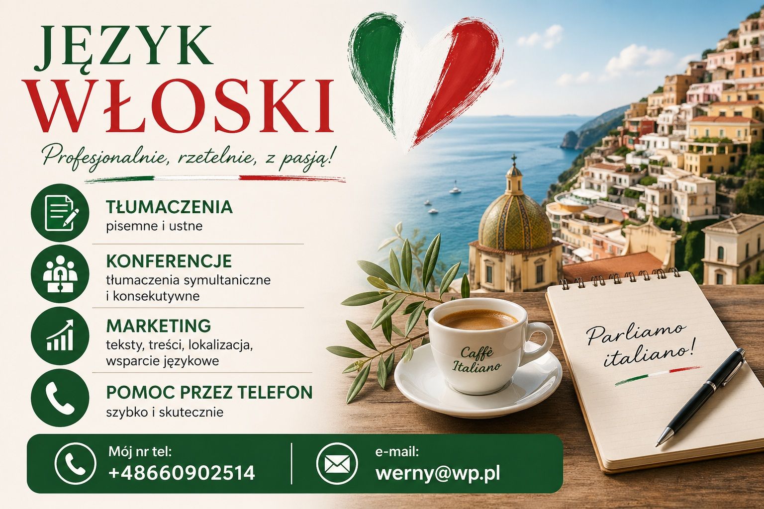 Tłumacz języka włoskiego, pomoc przez telefon Toruń - Zdjęcie 1