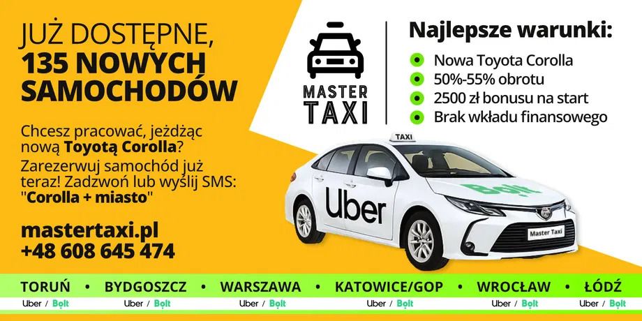 Praca Kierowca Student - zarabiaj 7000+ Uber/Bolt Bydgoszcz Toruń - Zdjęcie 1