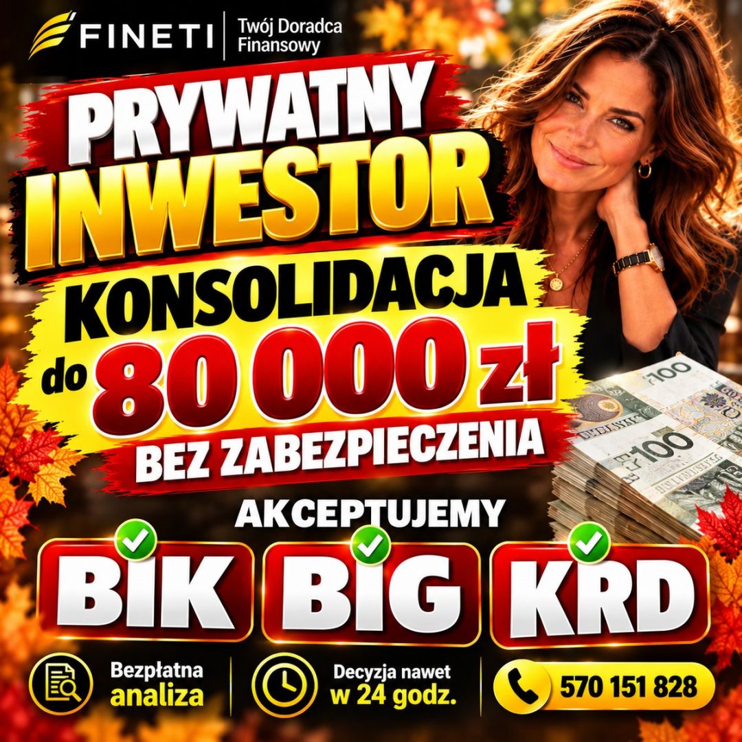 Konsolidacja BIK/BIG/KRD/ZUS/US – Prywatny inwestor do 80 tys. Toruń - Zdjęcie 1